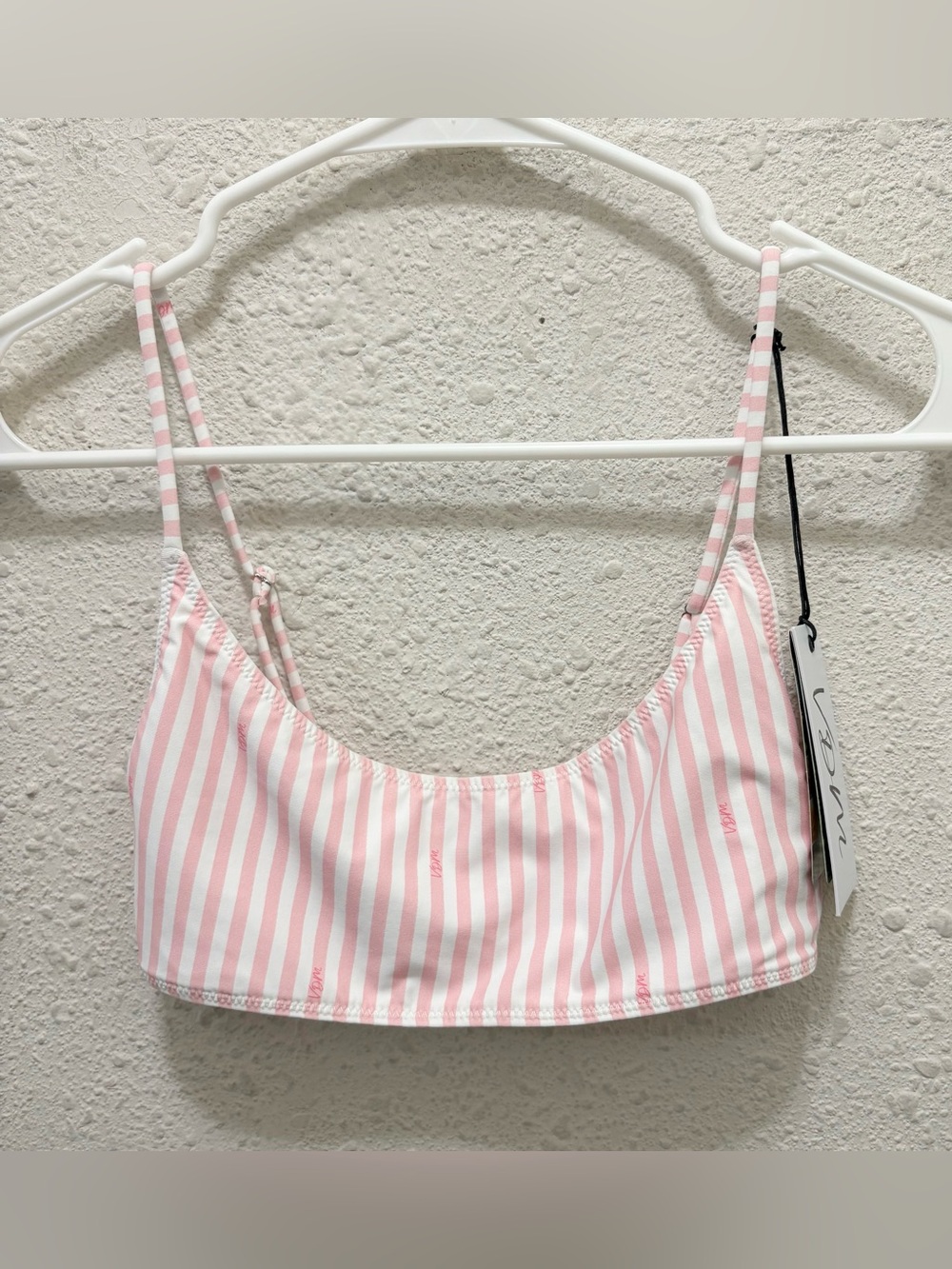 VDM The Label Sienna Bikini Top in Pink and White Candy Stripe NWT XS